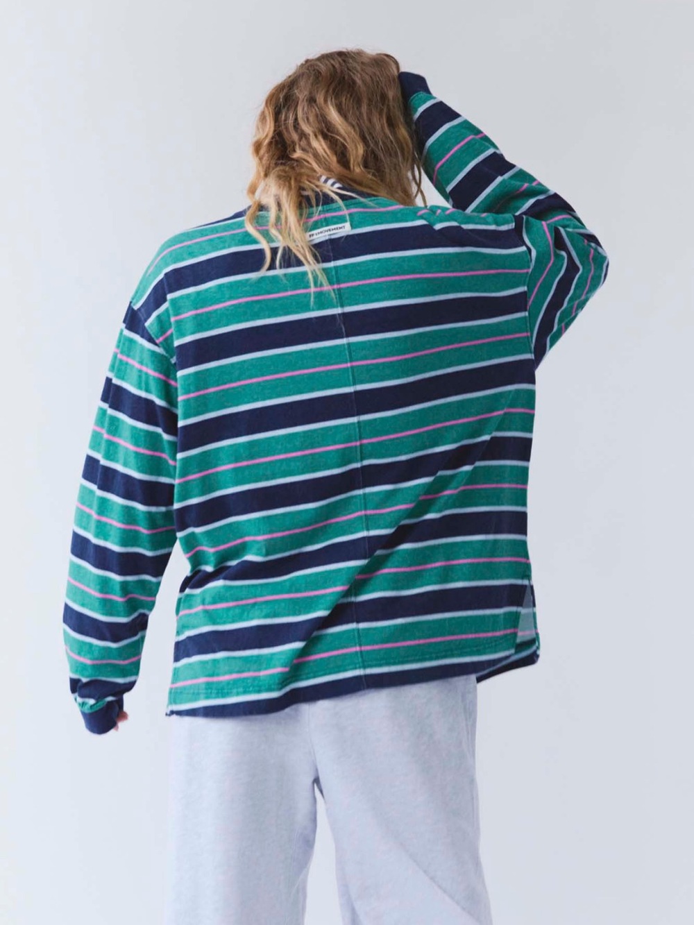 NWT FP Movement by Free People Hustle Striped Layer Navy Green Glow Size Small - Picture 5 of 16